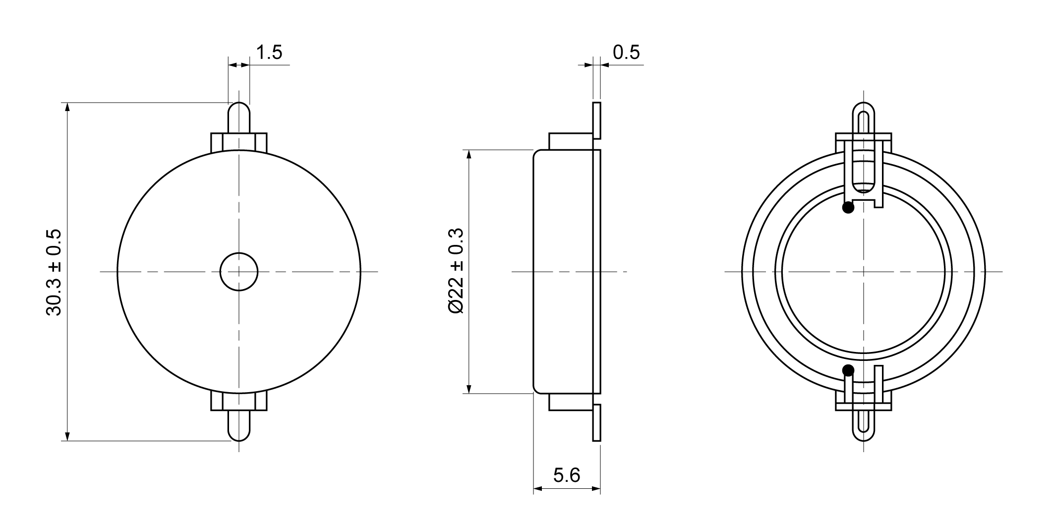 XPT2205-25A25-T Mechanical Drawing